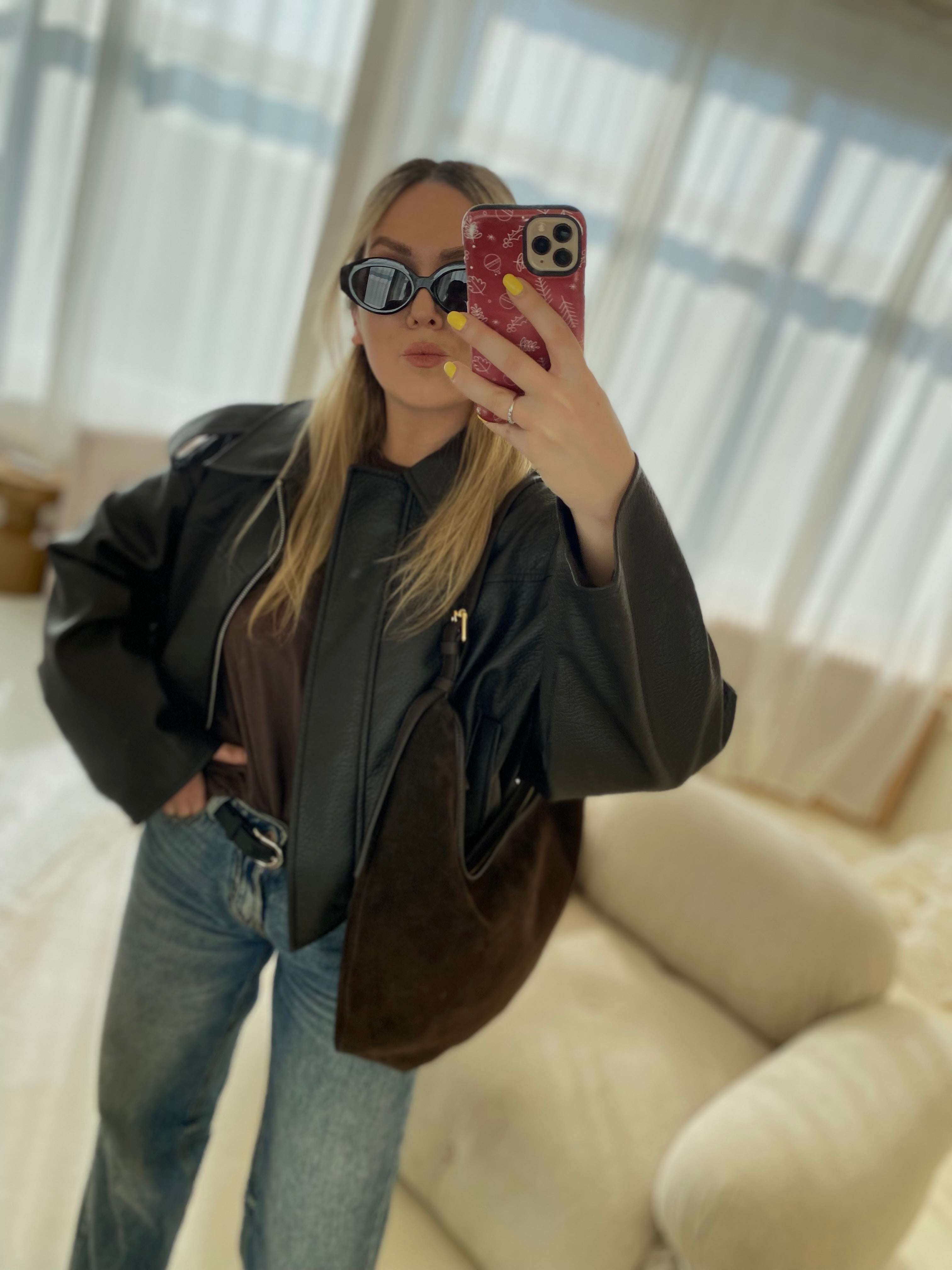 Šokoladinė verstos odos rankinė „Elara Suede Boho Bag“