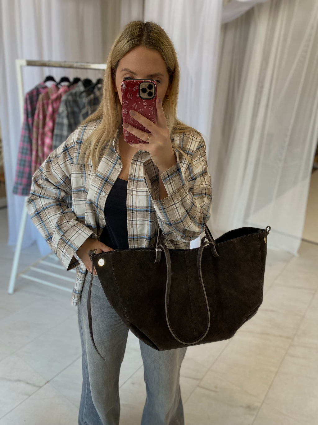 Natūralios verstos odos rankinė “Suede Classic Bag Brown”