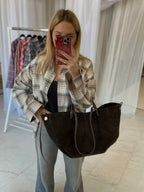 Natūralios verstos odos rankinė “Suede Classic Bag Brown”