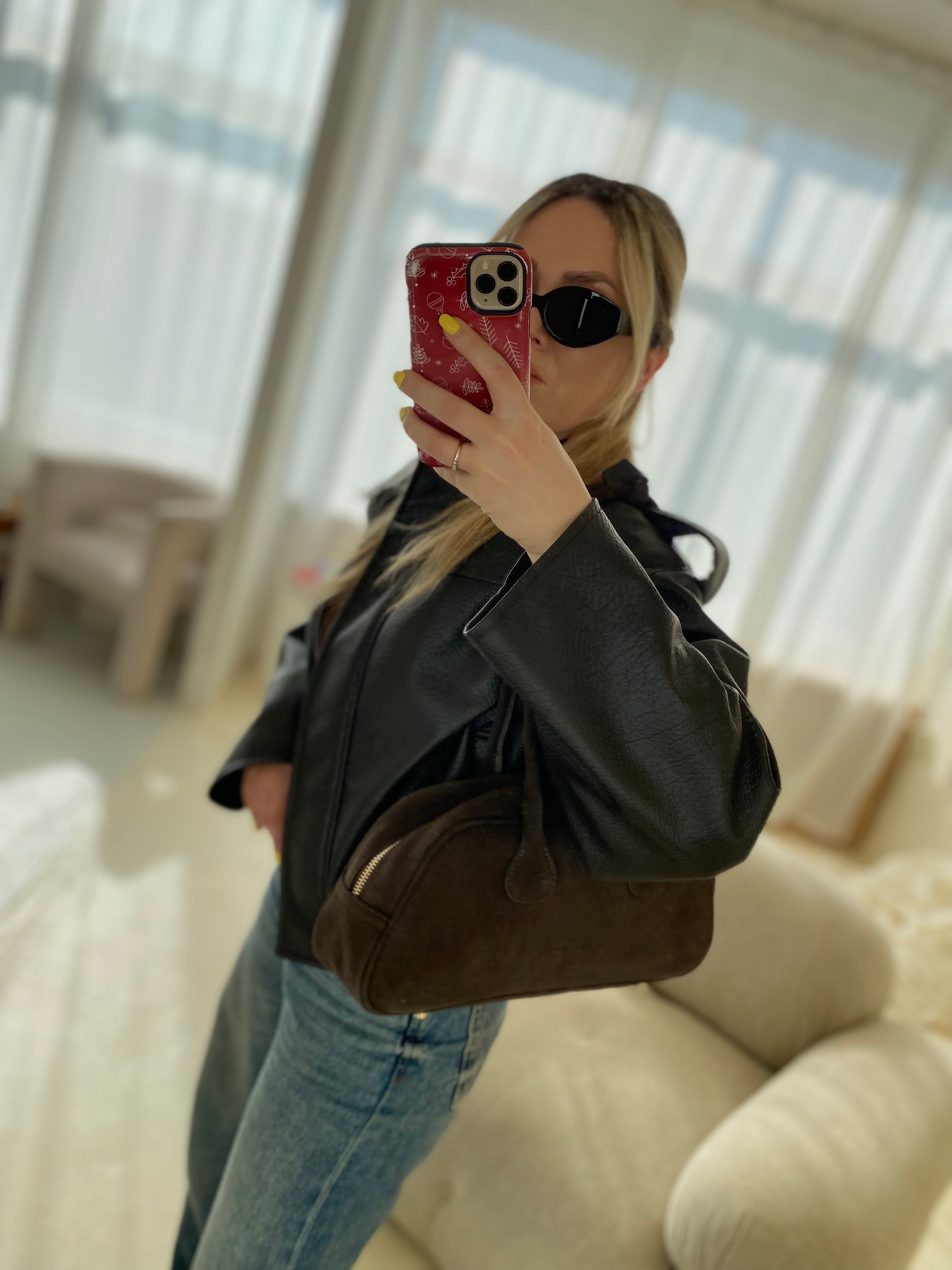 Verstos odos rankinė ruda „Arden Suede Leather Bag“