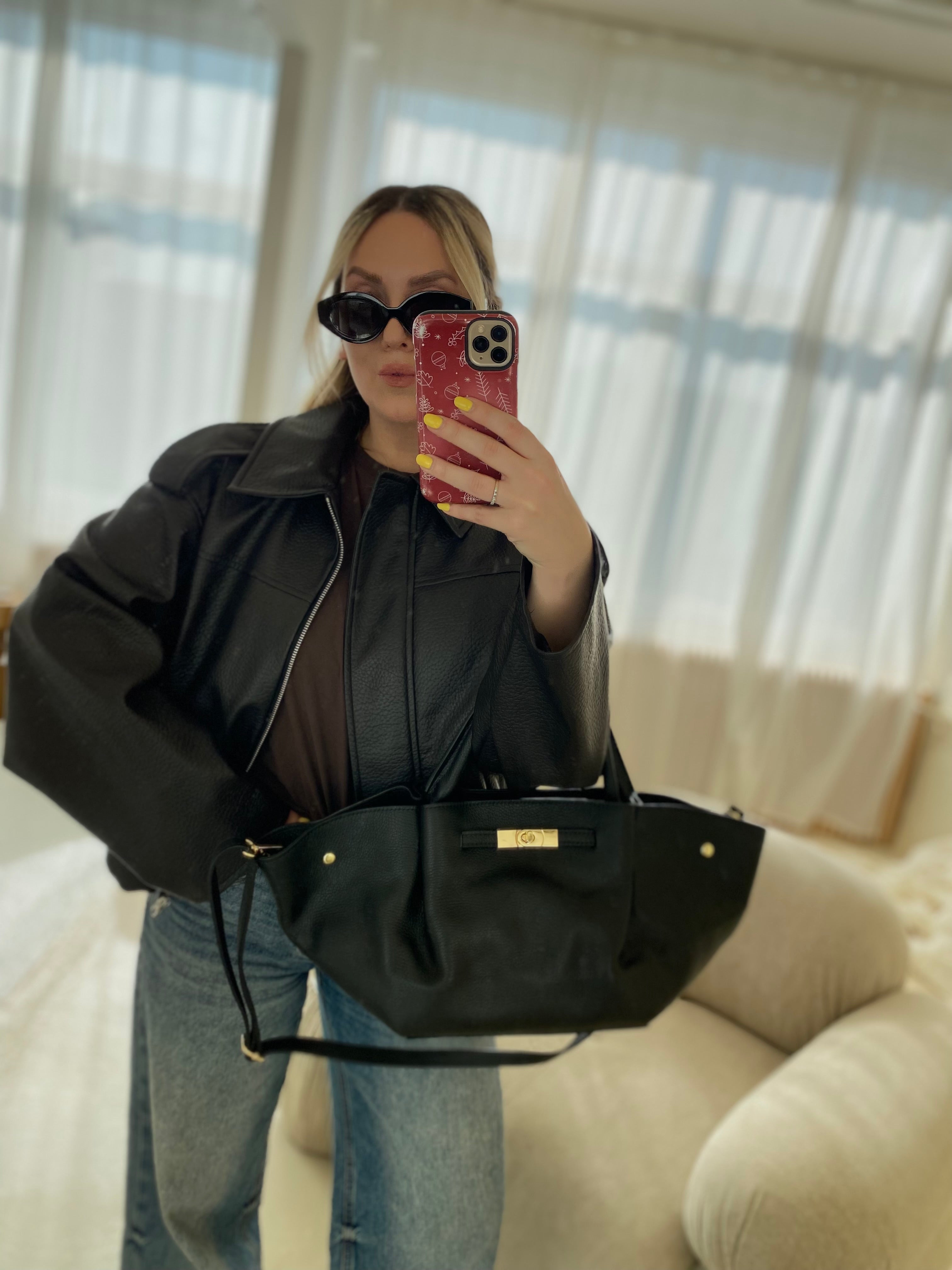 Juoda natūralios odos rankinė „Virel Leather Bag“