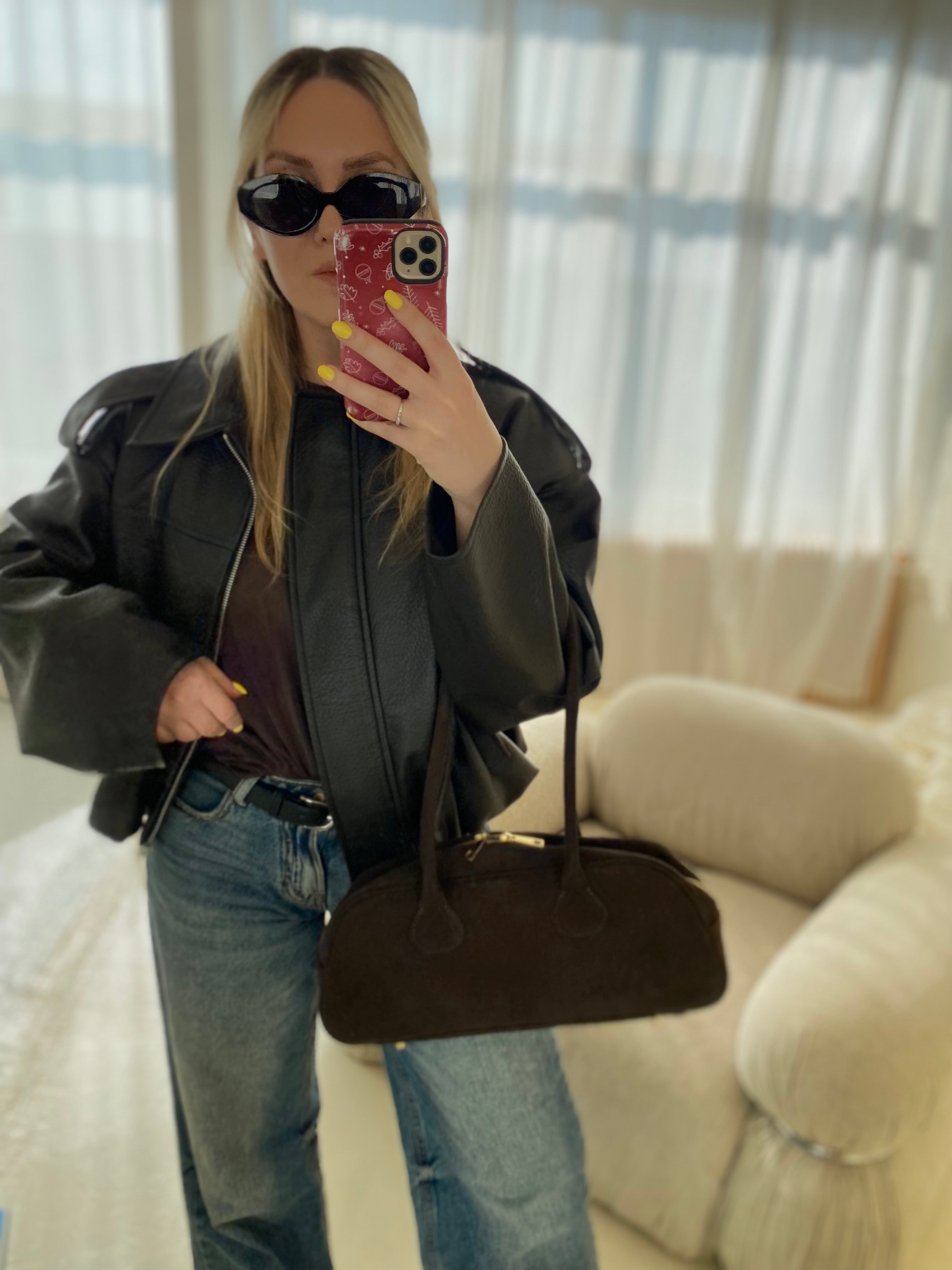 Verstos odos rankinė ruda „Arden Suede Leather Bag“