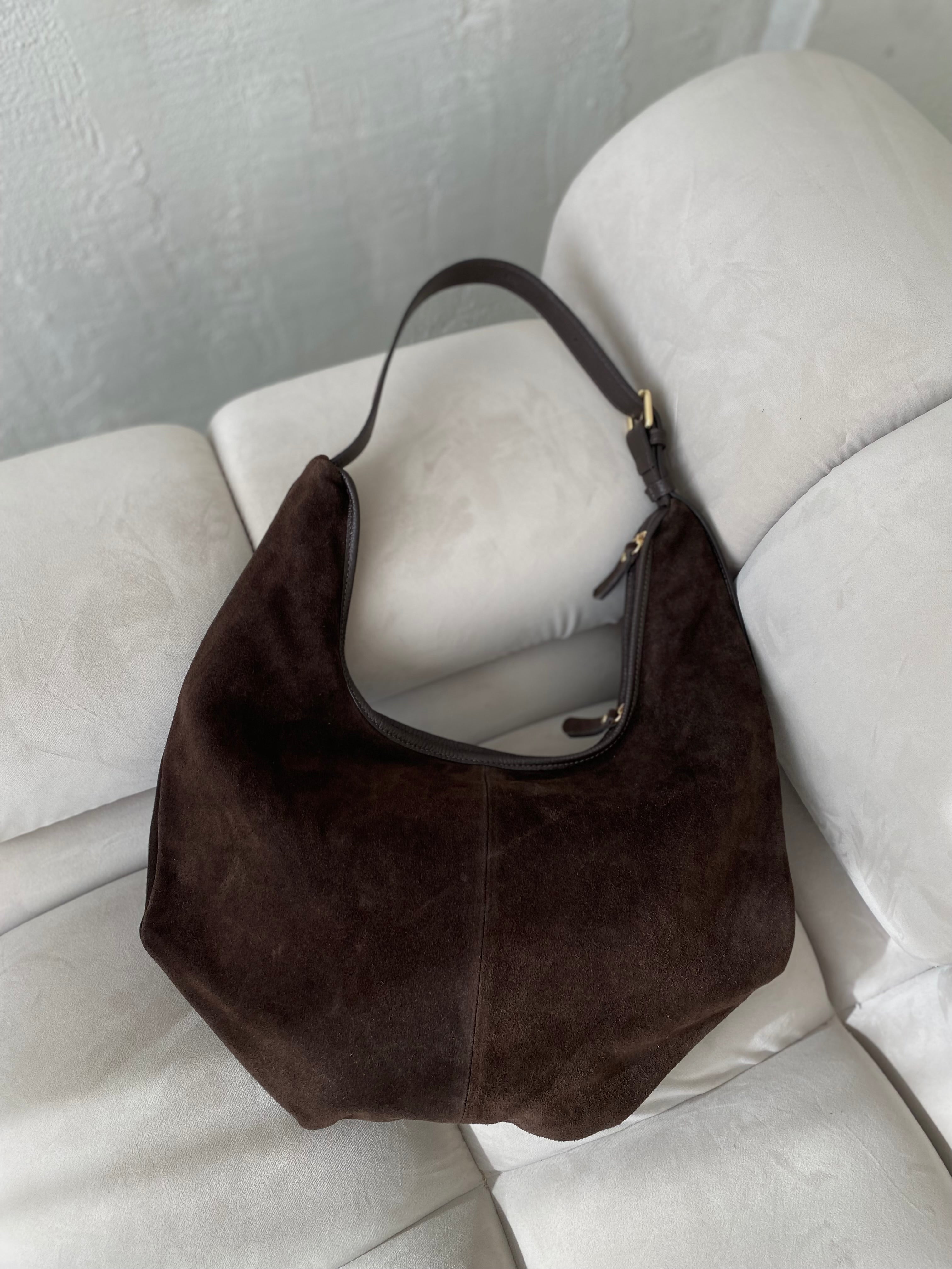 Šokoladinė verstos odos rankinė „Elara Suede Boho Bag“