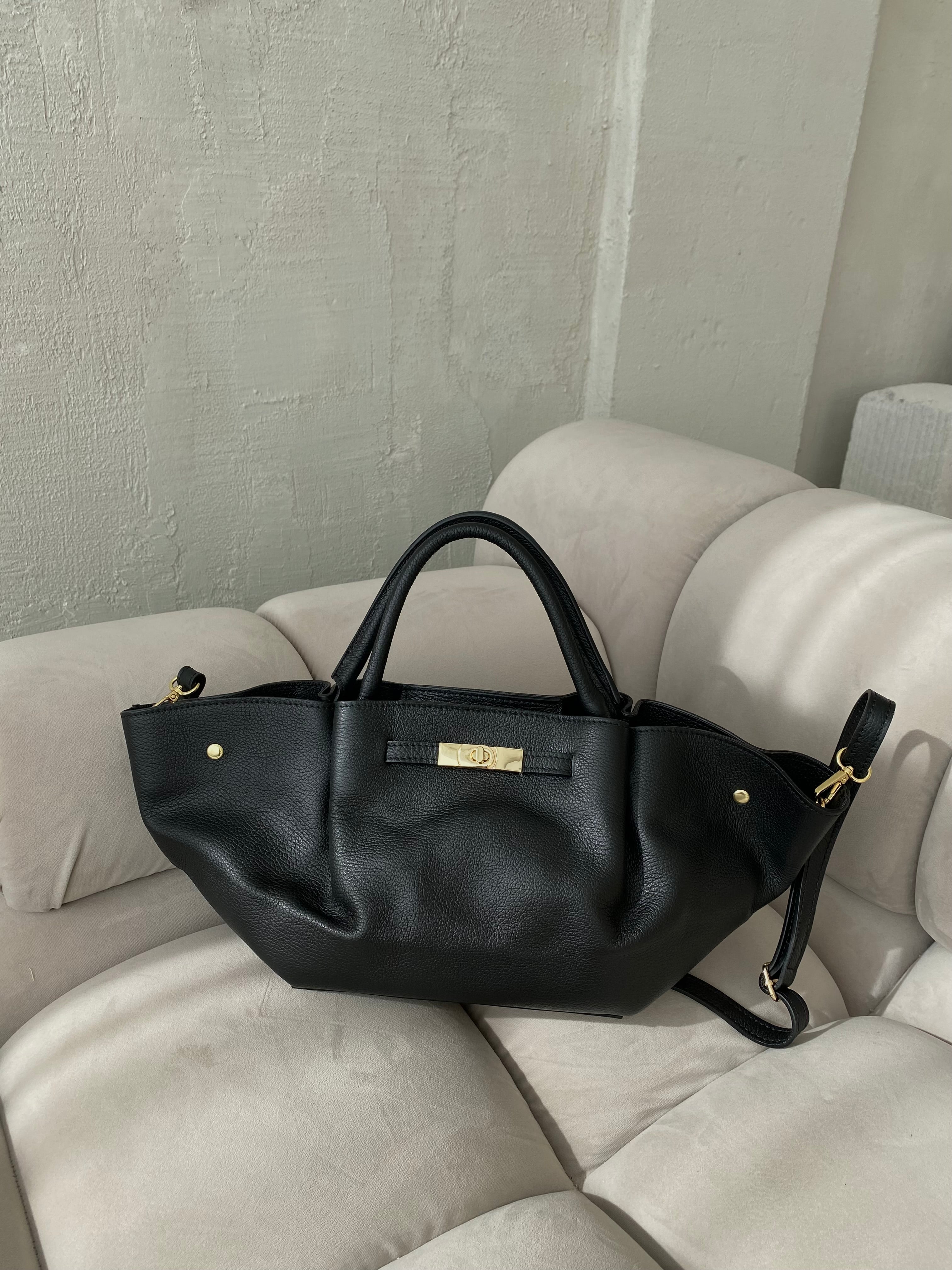 Juoda natūralios odos rankinė „Virel Leather Bag“