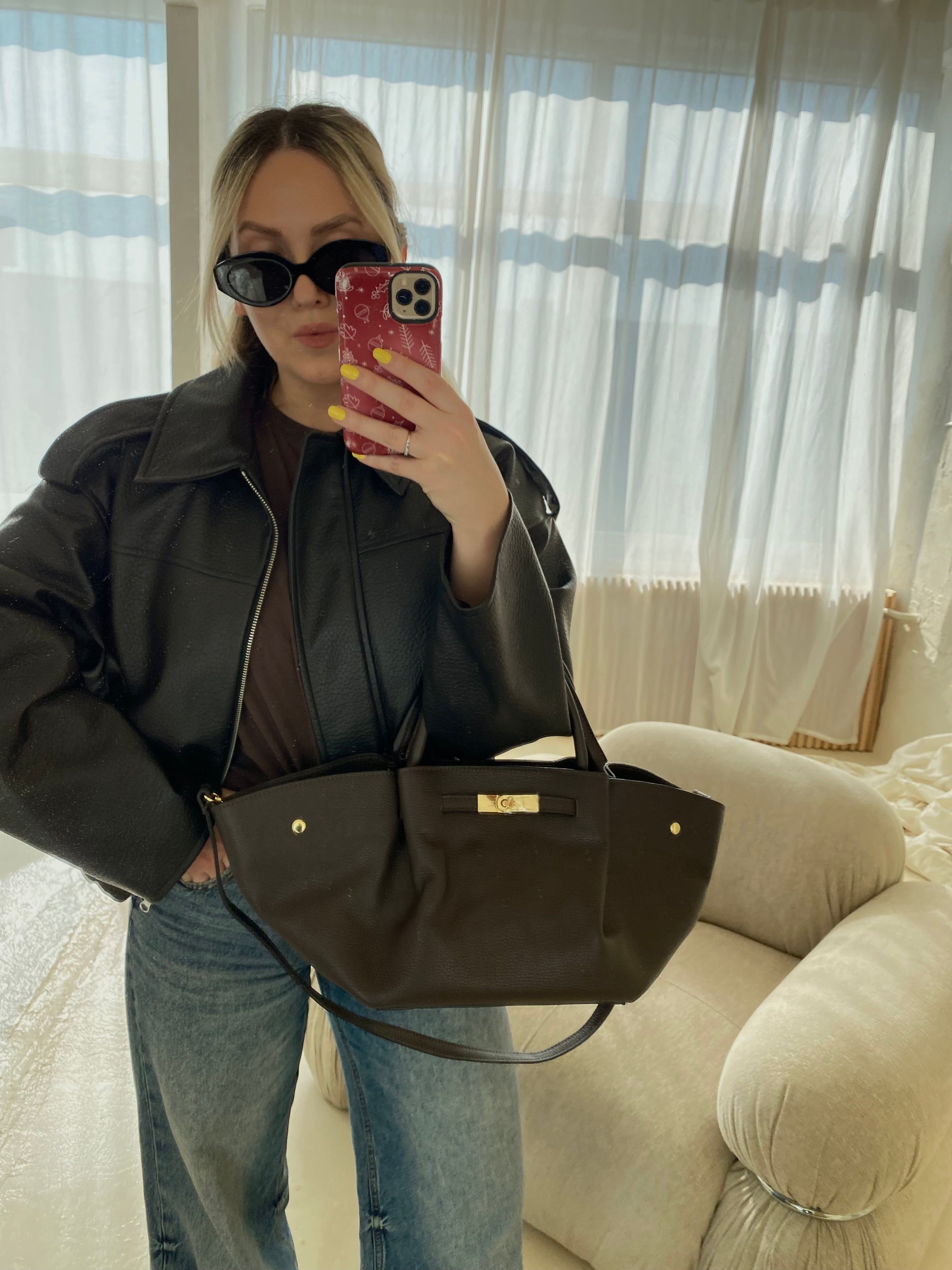 Šokoladinė natūralios odos rankinė „Virel Leather Bag“