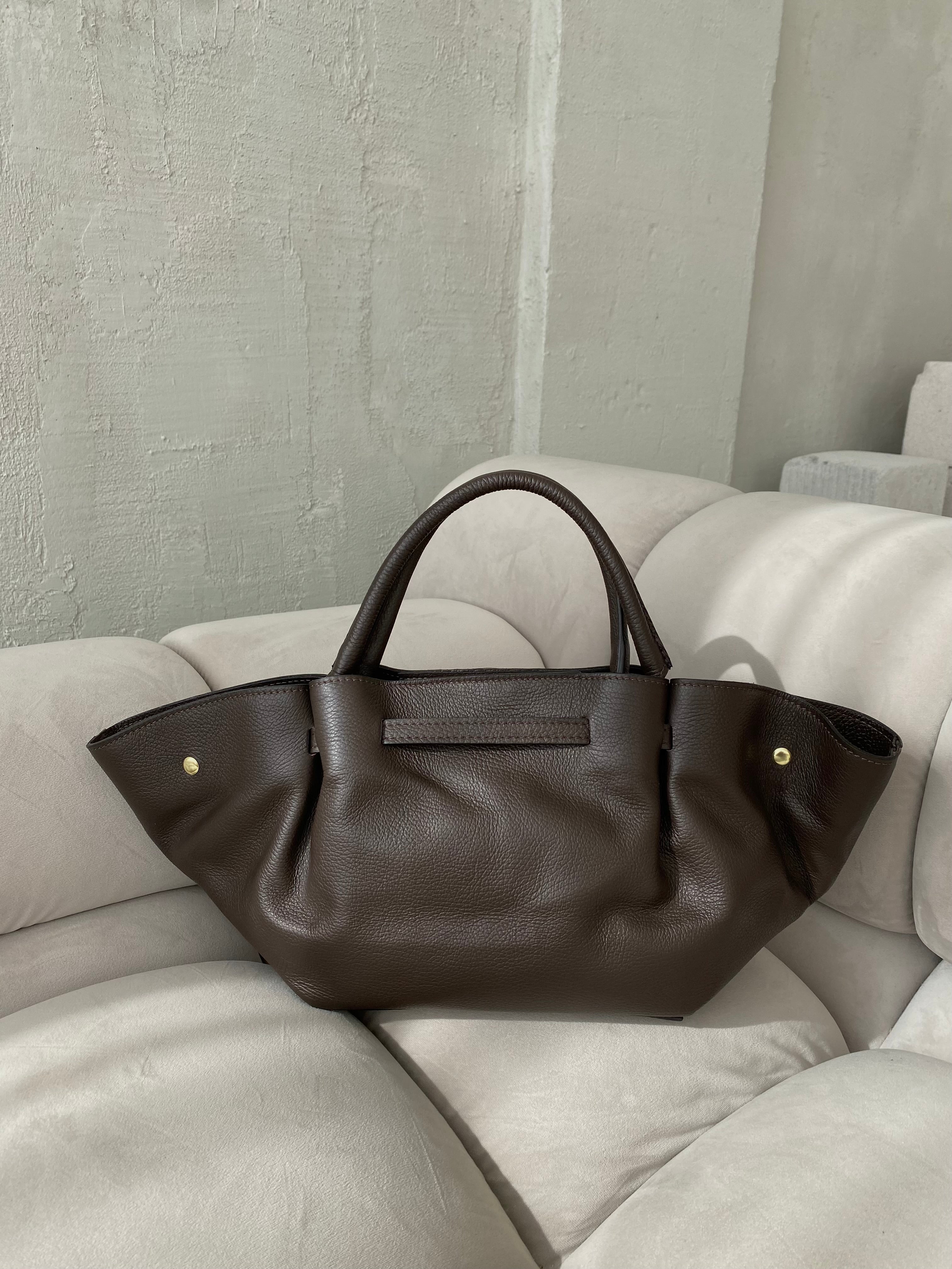 Šokoladinė natūralios odos rankinė „Virel Leather Bag“