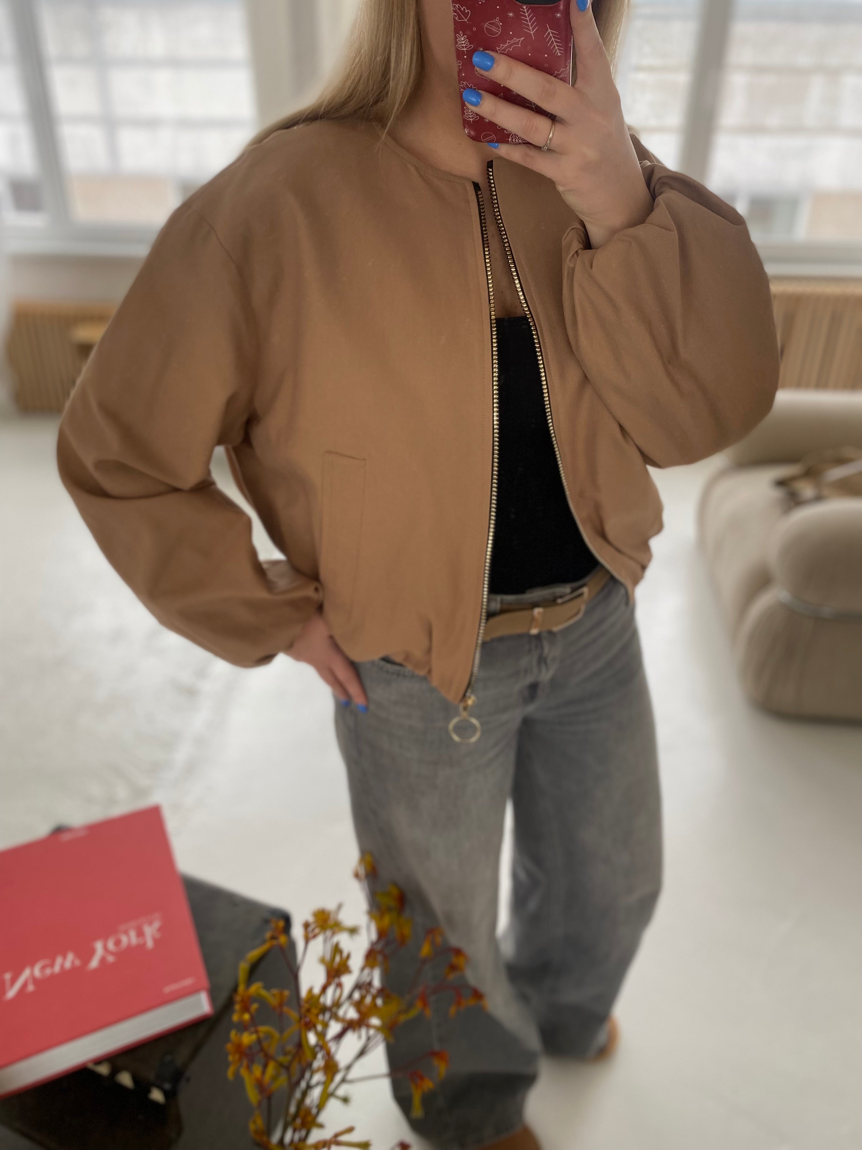 Beige oversize bomberis „Harper Oversized Bomber“