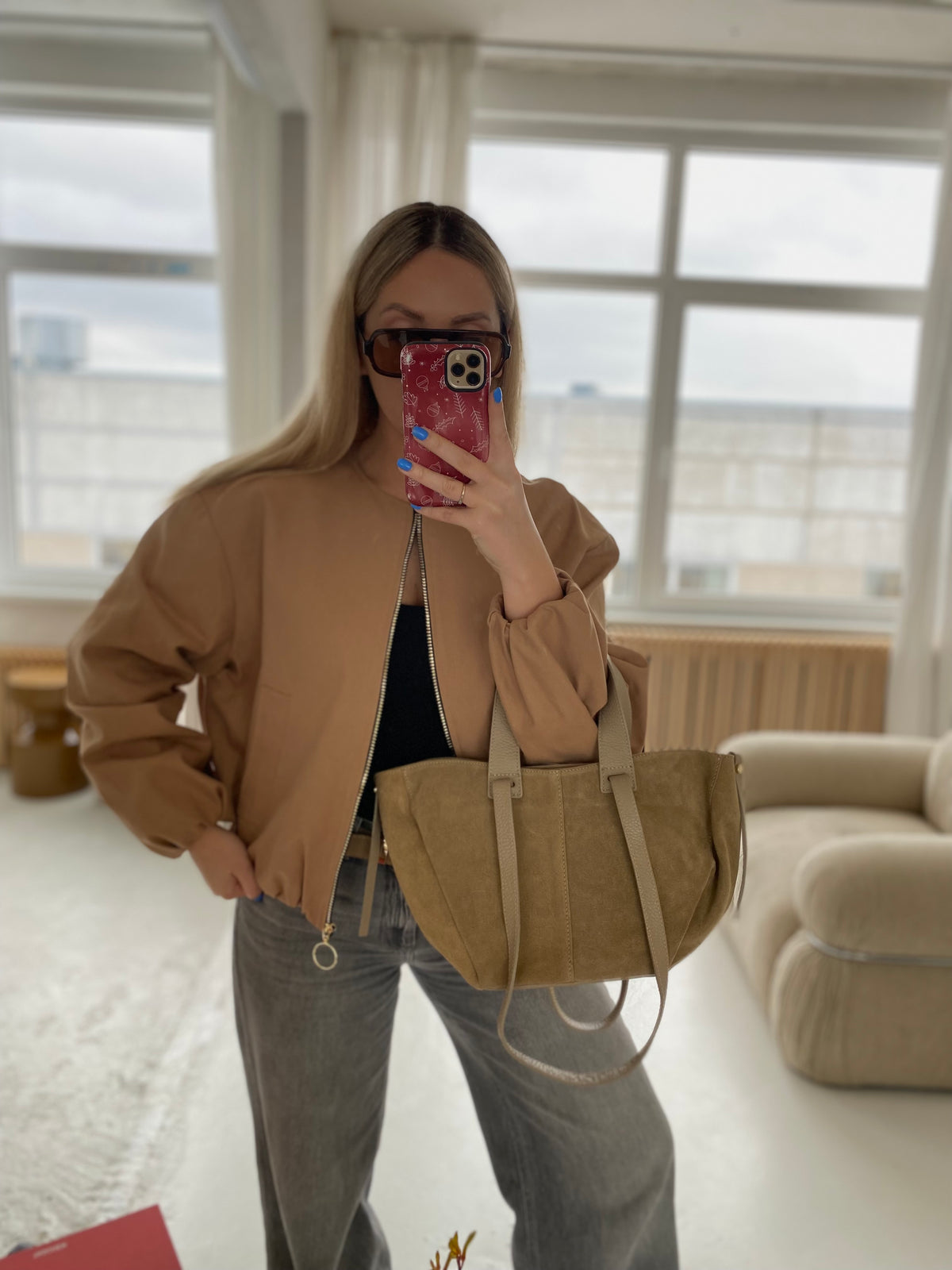 Beige oversize bomberis „Harper Oversized Bomber“