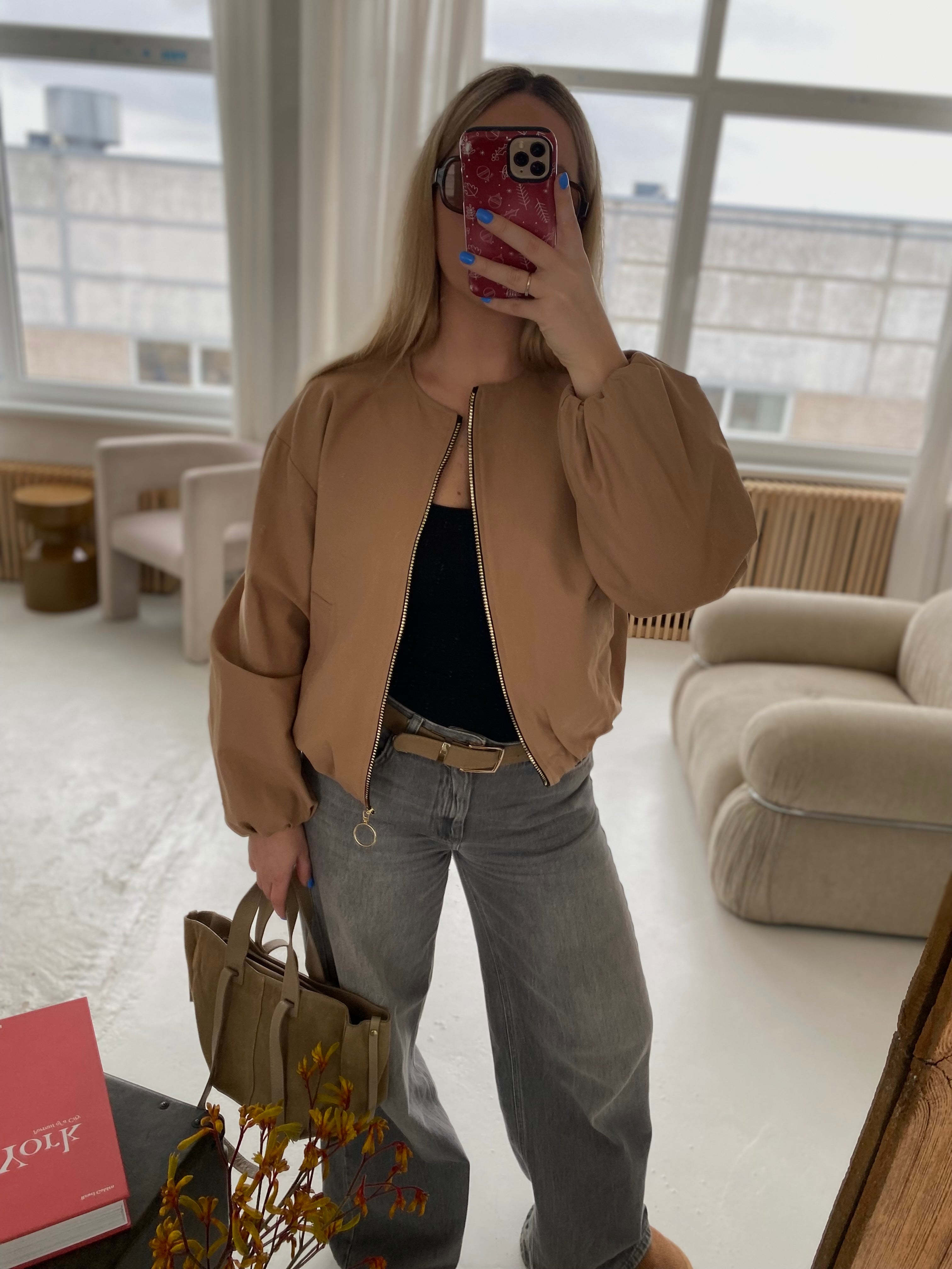 Beige oversize bomberis „Harper Oversized Bomber“