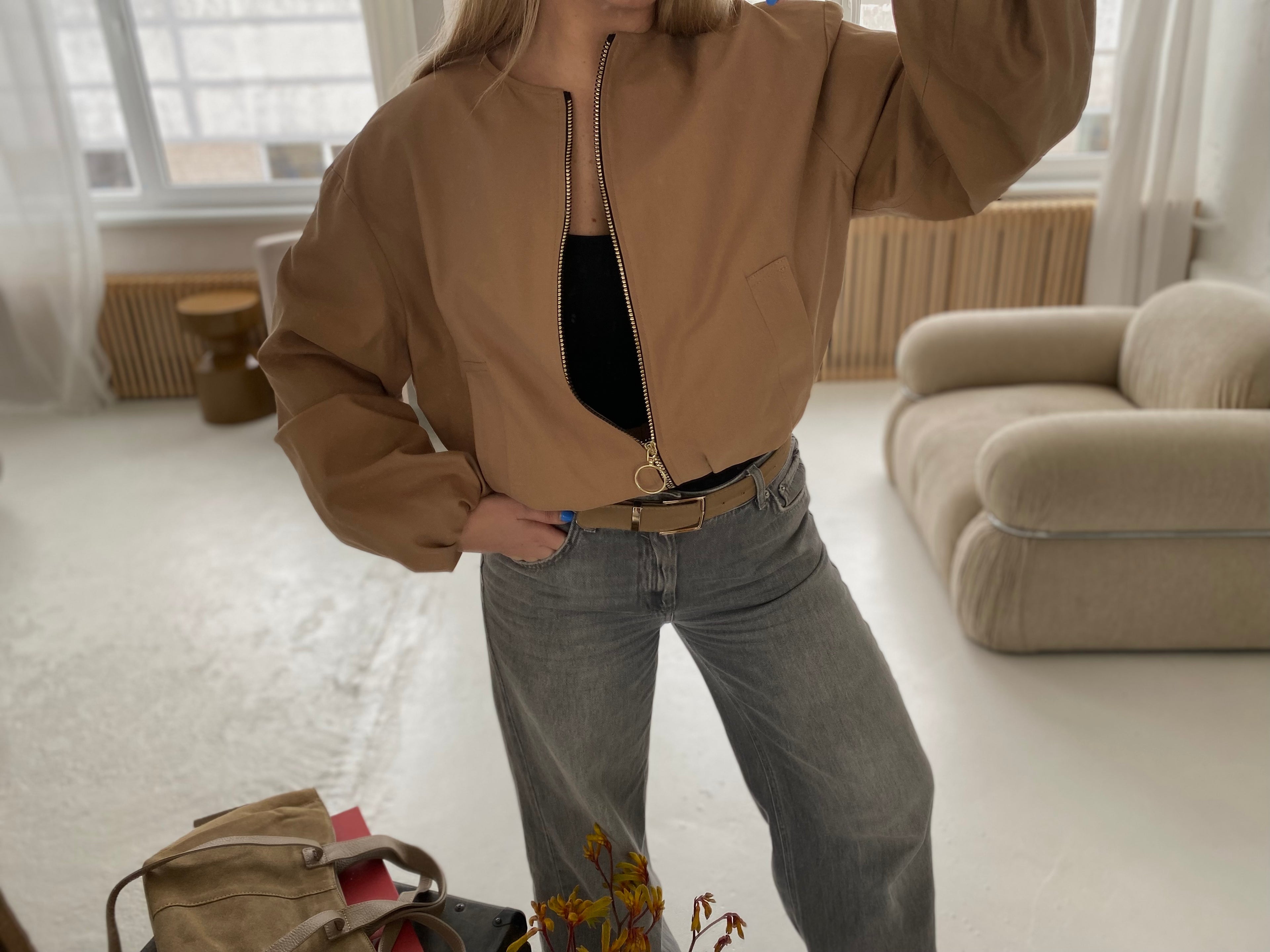 Beige oversize bomberis „Harper Oversized Bomber“