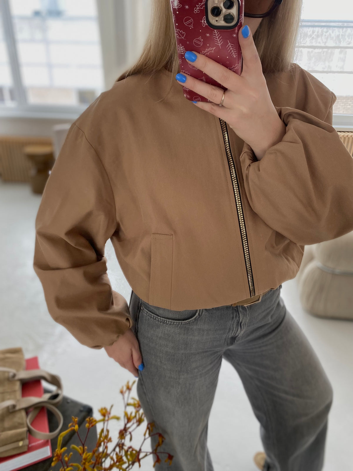 Beige oversize bomberis „Harper Oversized Bomber“