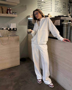 Baltas trisiūlės medvilnės kostiumas „Elowen Cotton Set“