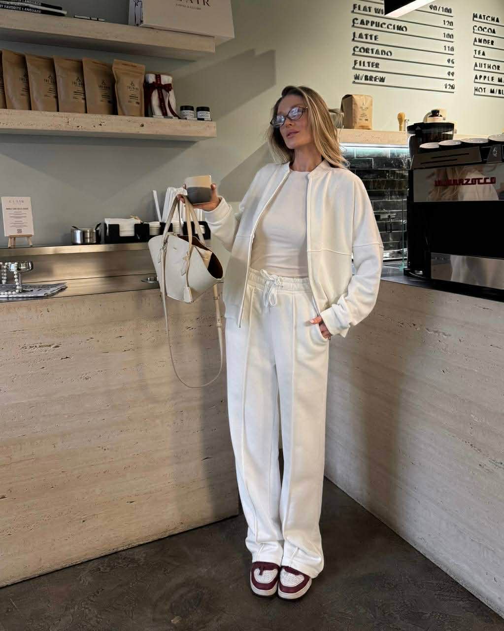 Baltas trisiūlės medvilnės kostiumas „Elowen Cotton Set“