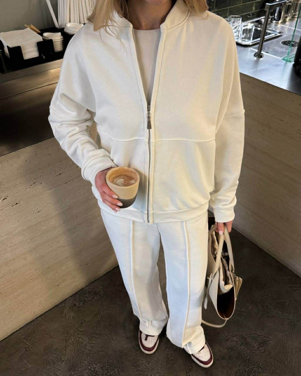 Baltas trisiūlės medvilnės kostiumas „Elowen Cotton Set“