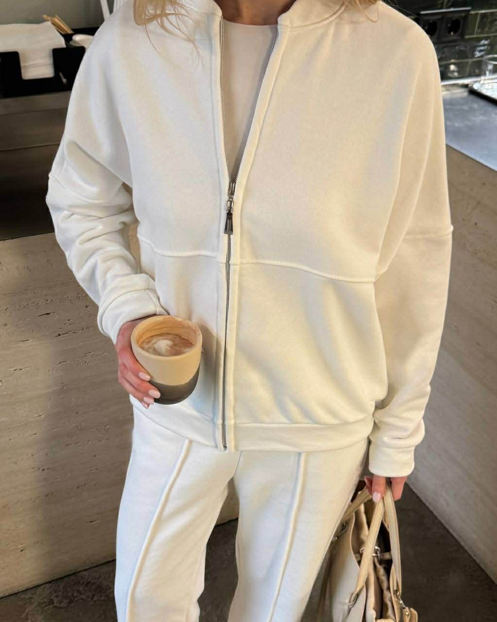 Baltas trisiūlės medvilnės kostiumas „Elowen Cotton Set“