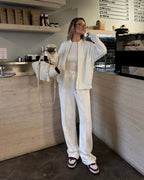 Baltas trisiūlės medvilnės kostiumas „Elowen Cotton Set“