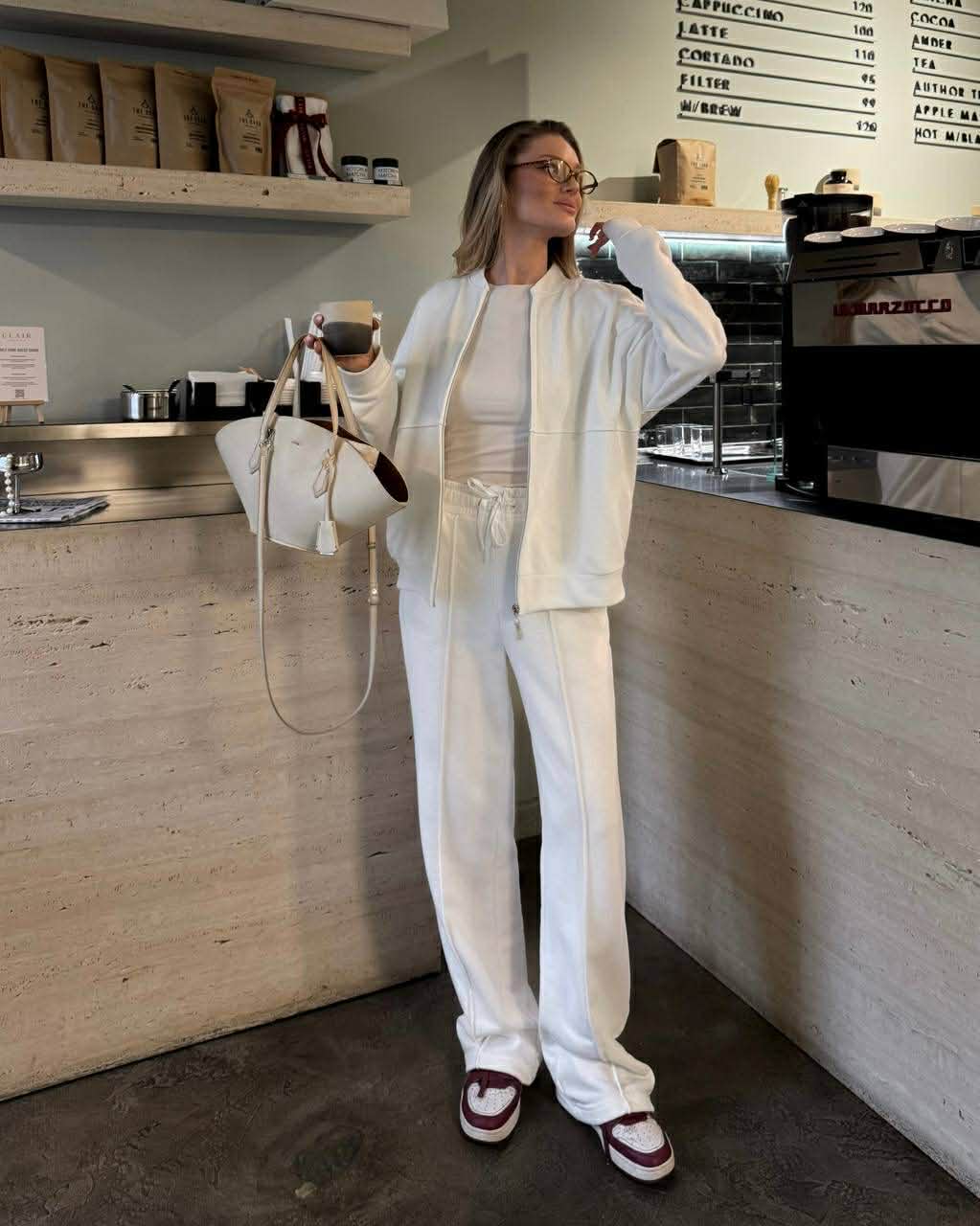 Baltas trisiūlės medvilnės kostiumas „Elowen Cotton Set“