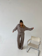 Šiltas megztas laisvalaikio komplektas su vilna “Wool Cozy Beige Set”