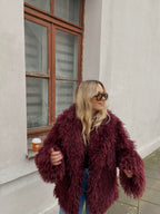 Dirbtiniai lamos kailiniai “Burgundy Dream”