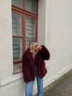 Dirbtiniai lamos kailiniai “Burgundy Dream”