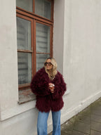 Dirbtiniai lamos kailiniai “Burgundy Dream”