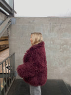 Dirbtiniai lamos kailiniai “Burgundy Dream”