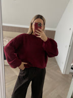 Bordo oversize megztinis su lanos ir alpakos vilna “Bordeaux Alpaca Wool Oversize Knit”