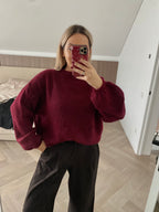 Bordo oversize megztinis su lanos ir alpakos vilna “Bordeaux Alpaca Wool Oversize Knit”