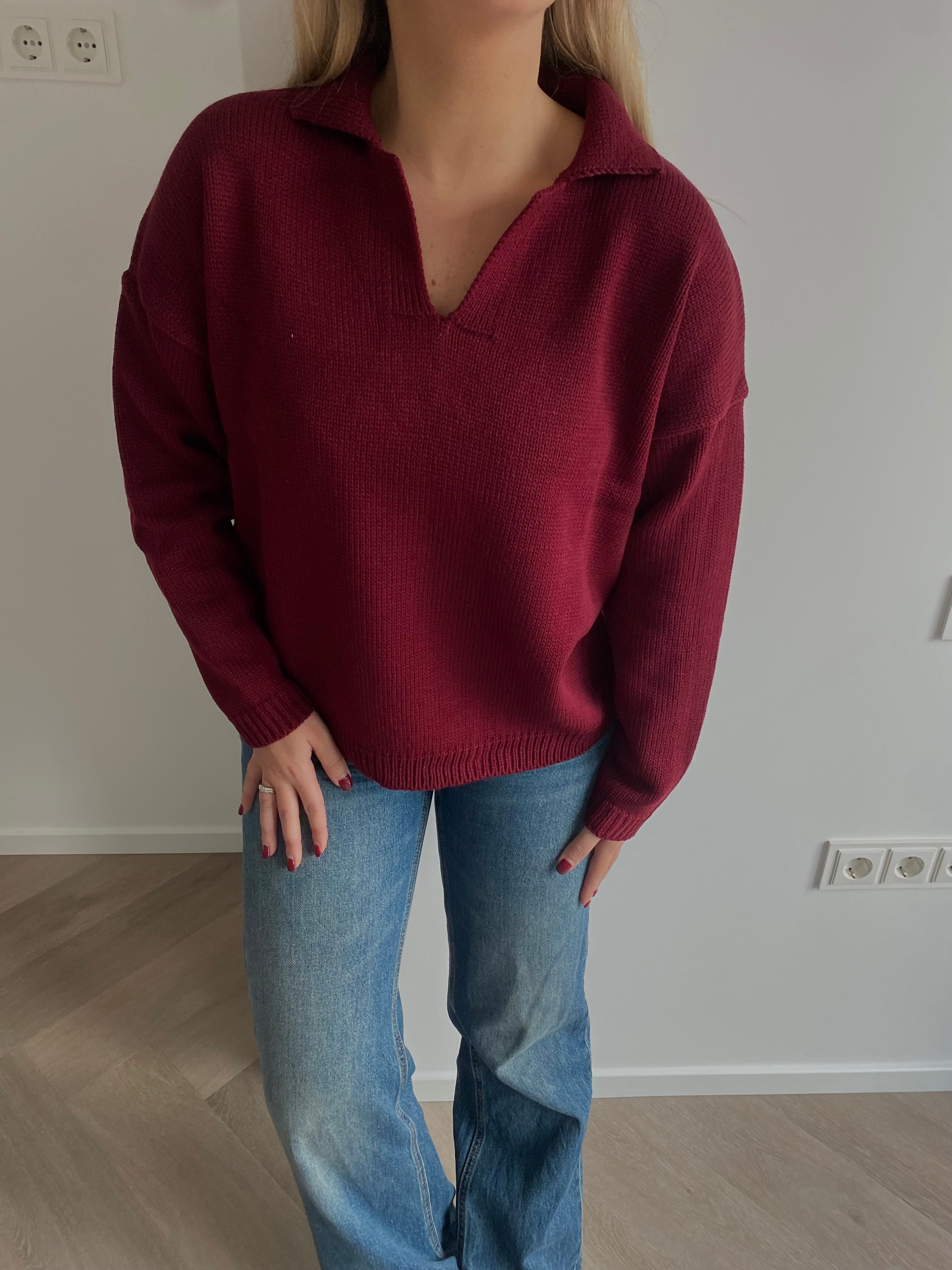 Bordo polo tipo megztinis “Polo Knit Bordeaux”