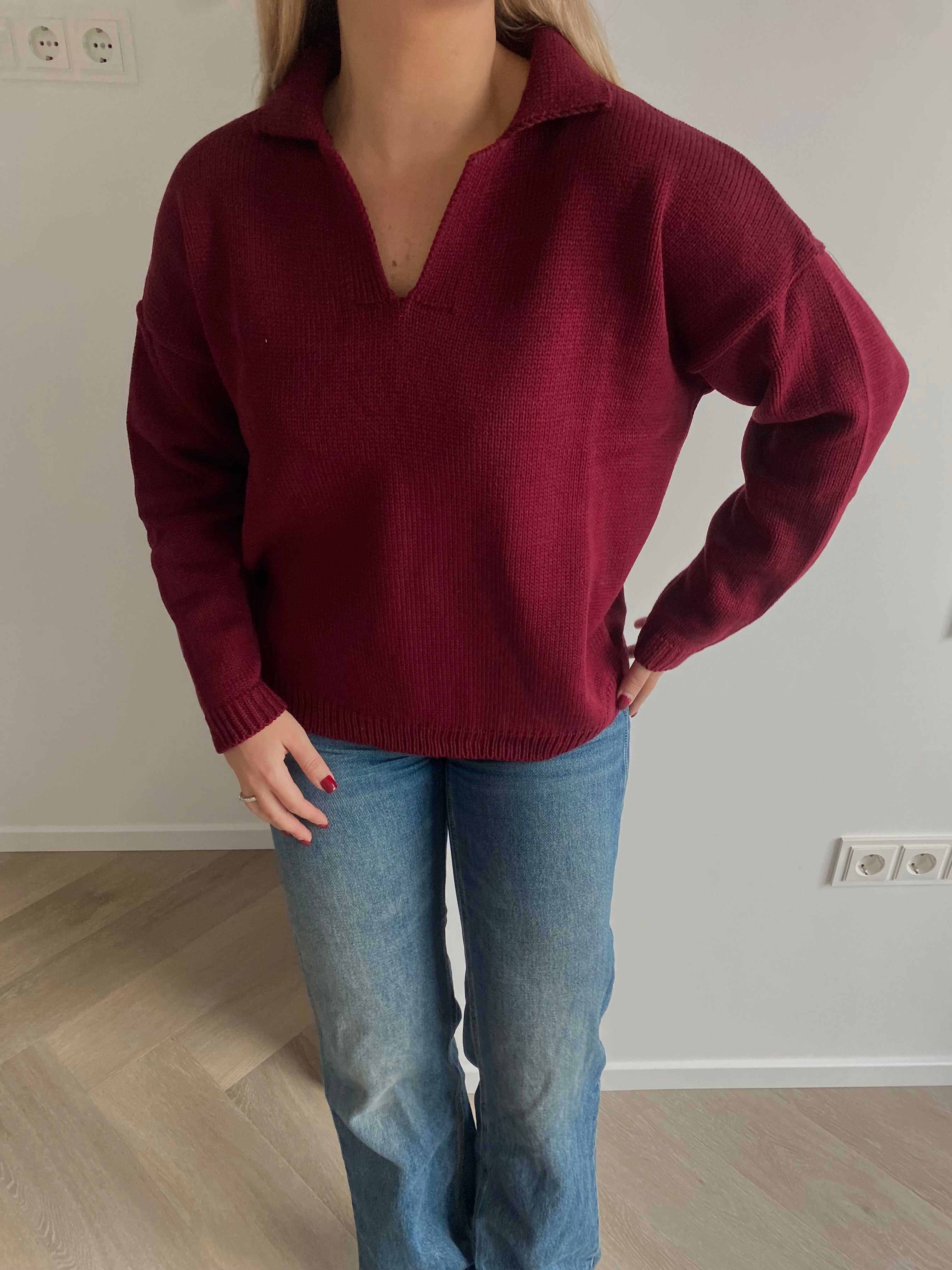 Bordo polo tipo megztinis “Polo Knit Bordeaux”