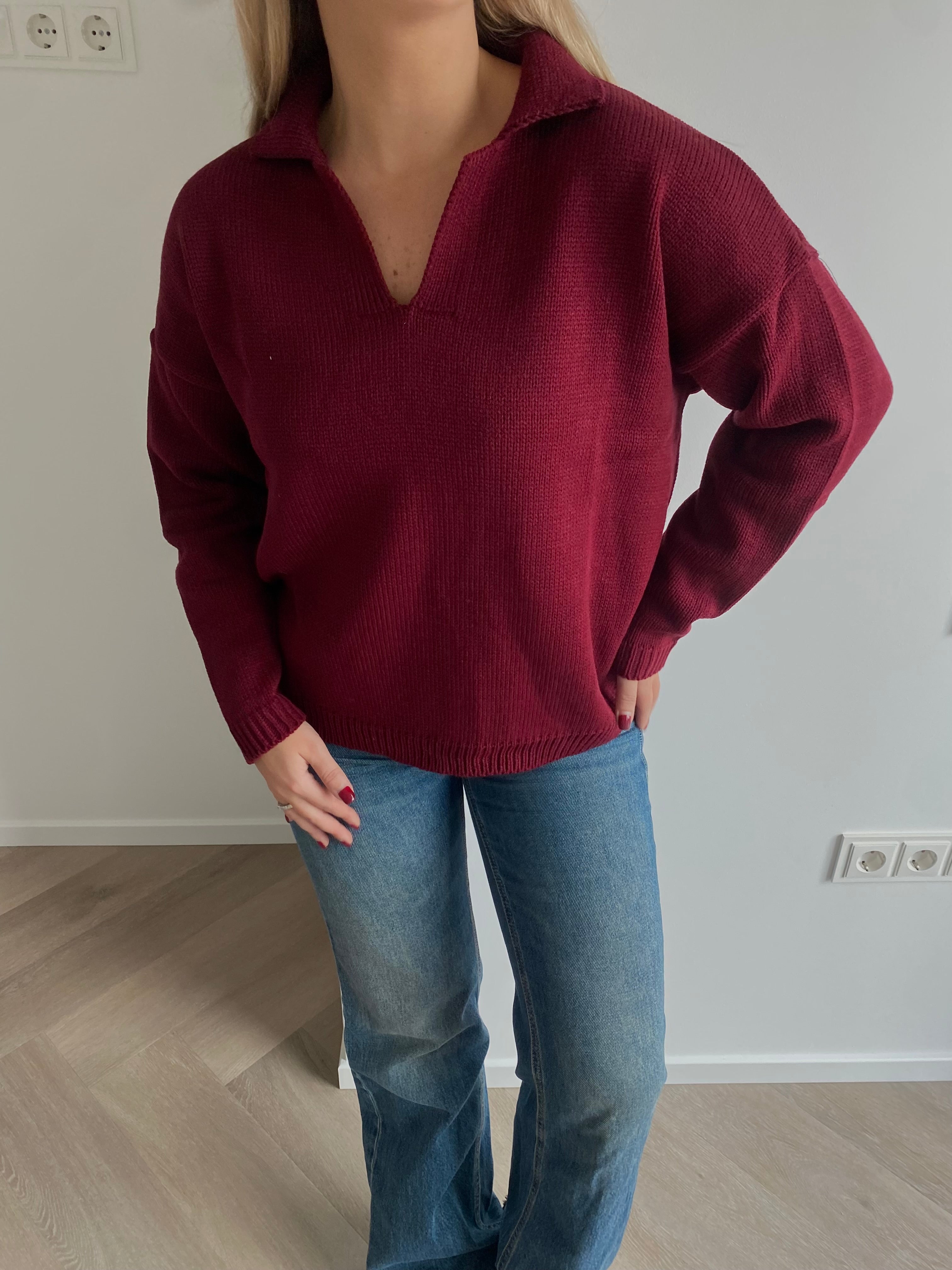 Bordo polo tipo megztinis “Polo Knit Bordeaux”
