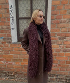 Burgundiškai šokoladinis lamos dirbtinio kailio šalikas “Burgundy Chocolate Lama Faux Fur Scarf 2m”