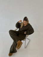 Šiltas megztas laisvalaikio komplektas su vilna “Wool Cozy Khaki Set”