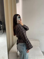 Languoti rudi įliemenuoti marškiniai „Aurelia Tie Waist Shirt“