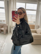 Juoda natūralios odos krepšio tipo rankinė „Marlow Soft Leather Hobo“