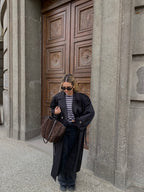 Juodas premium ilgas lietpaltis „Elysian Trench Coat“