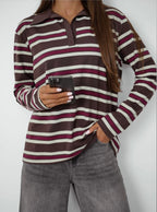 Polo tipo dryžuota palaidinė “Striped Polo Chocolate & Bordeaux”
