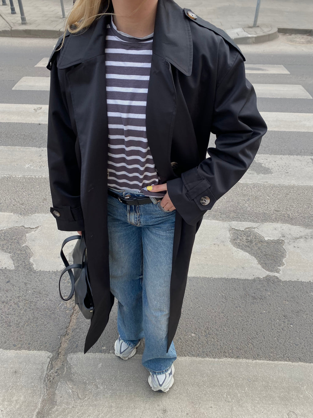 Juodas premium ilgas lietpaltis „Elysian Trench Coat“