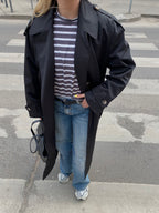 Juodas premium ilgas lietpaltis „Elysian Trench Coat“