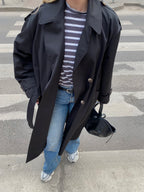 Juodas premium ilgas lietpaltis „Elysian Trench Coat“