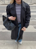Juodas premium ilgas lietpaltis „Elysian Trench Coat“