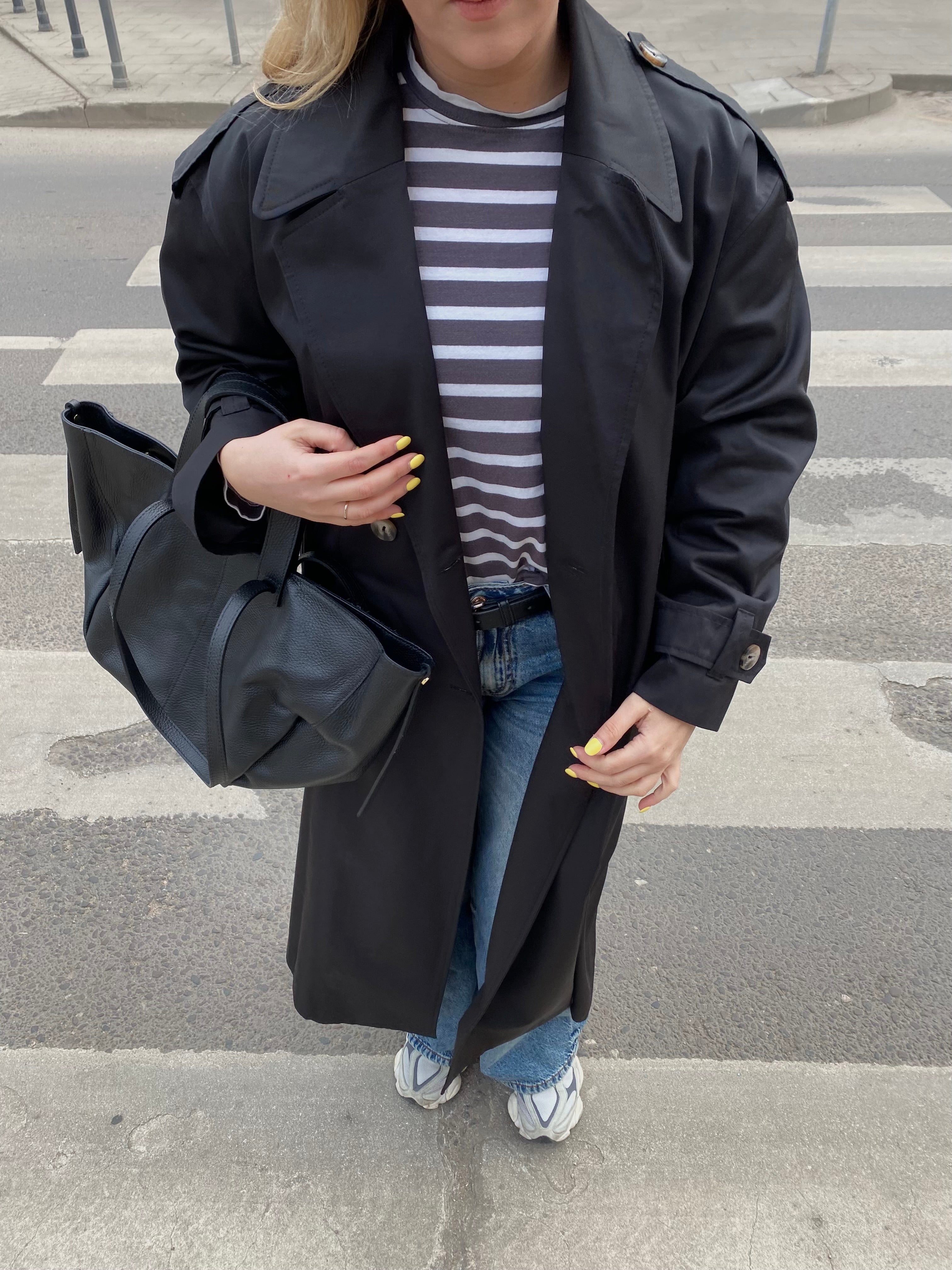 Juodas premium ilgas lietpaltis „Elysian Trench Coat“