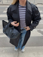 Juodas premium ilgas lietpaltis „Elysian Trench Coat“