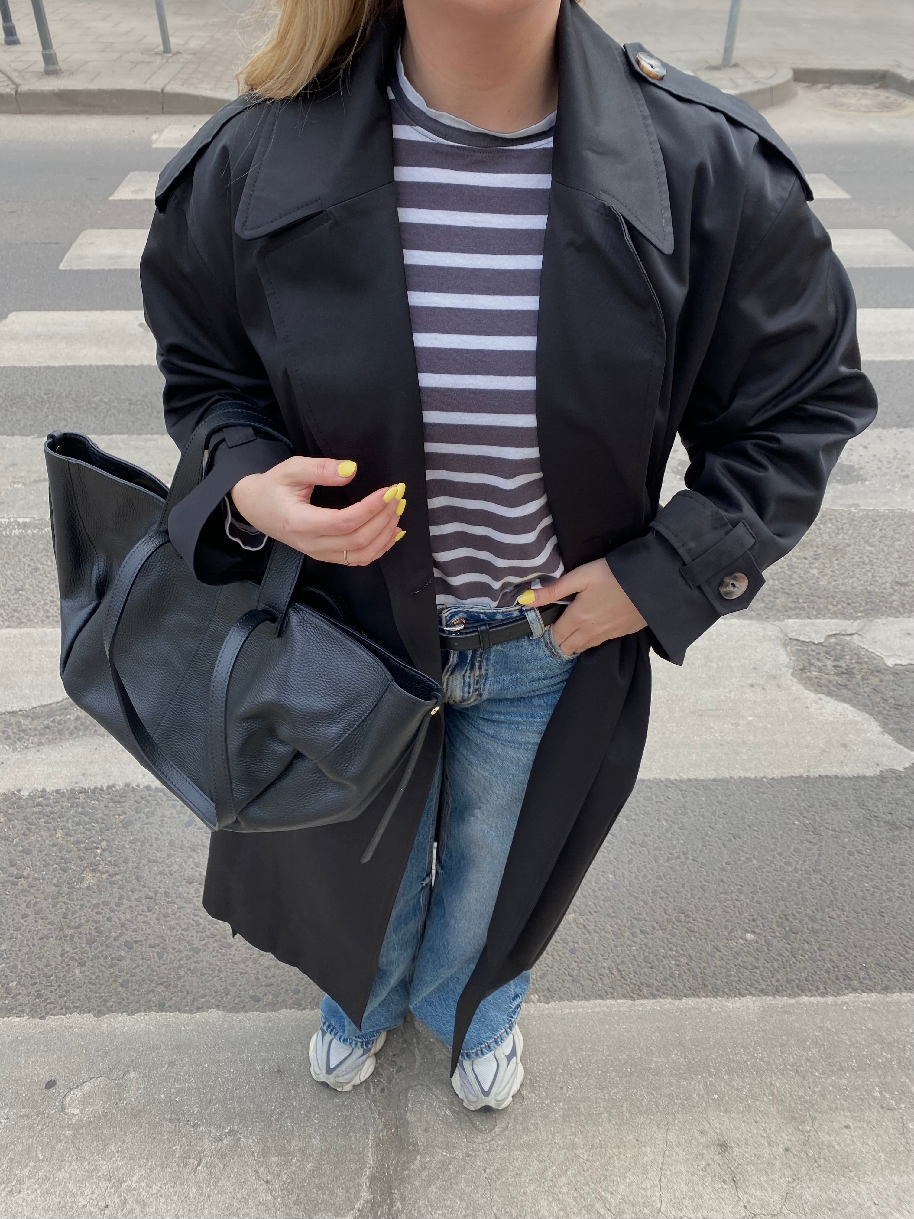 Juodas premium ilgas lietpaltis „Elysian Trench Coat“