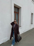 Šokoladinis premium ilgas lietpaltis „Elysian Trench Coat“