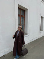 Šokoladinis premium ilgas lietpaltis „Elysian Trench Coat“