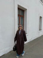 Šokoladinis premium ilgas lietpaltis „Elysian Trench Coat“