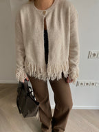Kreminis kardiganas su kutais “Cream Tassel Cardigan”