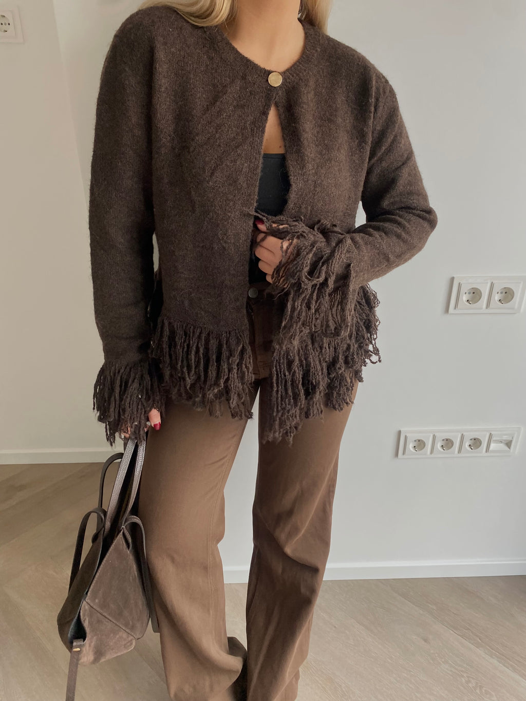 Rudas kardiganas su kutais “Brown Tassel Cardigan” - limited