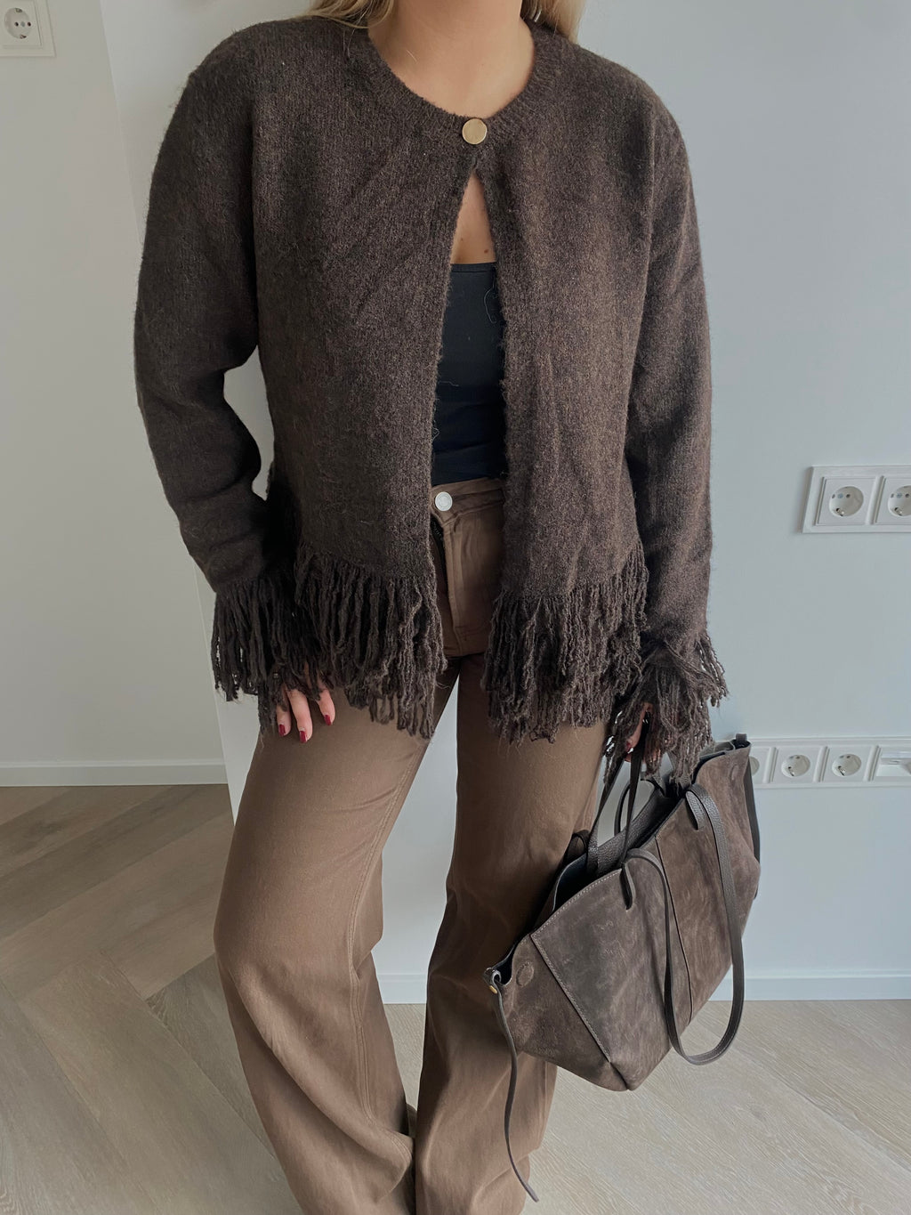 Rudas kardiganas su kutais “Brown Tassel Cardigan” - limited